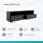 Rack Mesa Mueble TV Moderno 60 pulgadas 160cm Color Negro
