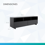Rack Mesa Mueble TV Moderno 60 pulgadas 160cm Color Negro