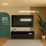 Rack Mesa Mueble TV Moderno 60 pulgadas 160cm Color Negro