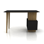 ESCRITORIO NEGRO CON ESTANTERÍA Y DOS PATAS MACIZAS