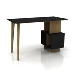 ESCRITORIO NEGRO CON ESTANTERÍA Y DOS PATAS MACIZAS