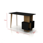 ESCRITORIO NEGRO CON ESTANTERÍA Y DOS PATAS MACIZAS