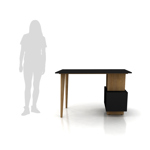 ESCRITORIO NEGRO CON ESTANTERÍA Y DOS PATAS MACIZAS