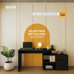 Escritorio Articulado Negro Moderno Oficina Pc 130cm EA02