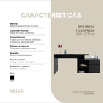 Escritorio Articulado Negro Moderno Oficina Pc 130cm EA02