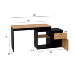 Escritorio Centro Estant Milan Negro Paraiso Ancho 168cm