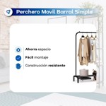 Perchero Movil Metalico Barral Exhibidor Resistente Waggs