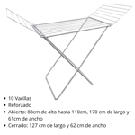 Tendedero Tender Con Alas Reforzado X 10 Varillas Plegable