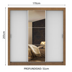 Placard Madesa Mônaco Ropero Con 3 Puertas Corredizas 1 Espejo 170x205x51