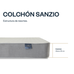 Colchón Resorte 2 plazas 140x190 Sanzio