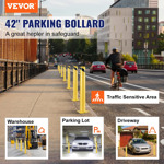 Bolardo De Seguridad Vevor 42 Acero Amarillo Diámetro 4.5