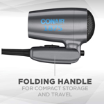 Conair 1875 Watt Compact Dual Voltage Travel Secador de Pelo con Asa Plegable