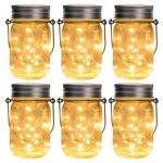 Luces solares colgantes GIGALUMI para tarro de cristal, paquete de 6 unidades, 30 LED