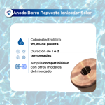 Repuesto de Ionizador Solar Anodo de Cobre 10cm Alta Pureza
