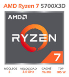 Microprocesador Amd Ryzen 7 5700x 3d 3.0ghz Socket Am4 96mb