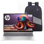 Notebook HP Ryzen 5 7520u 8GB DDR5 RAM 512GB SSD Fhd