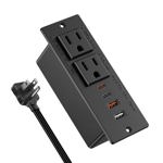 Regleta de alimentación Jgstkcity empotrada con 2 enchufes, 4 puertos USB de 30 W, USB C