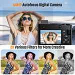 Cámara digital DUOCH 4K, 64 MP, autofocus, vlogging, tarjeta SD de 32 GB