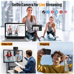Cámara digital DUOCH 4K, 64 MP, autofocus, vlogging, tarjeta SD de 32 GB