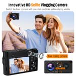 Cámara digital DUOCH 4K, 64 MP, autofocus, vlogging, tarjeta SD de 32 GB