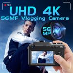 Cámara Camcordy 4K compacta de 56 MP, antivibración, con zoom de 18X, WiFi