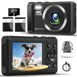 Cámara digital LinseWsy 4K 44 MP UHD con zoom de 16x 32 GB SD 2 Ba