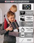 Cámara digital LinseWsy 4K 44 MP UHD con zoom de 16x 32 GB SD 2 Ba