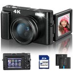 Cámara digital Femivo 4K, 48 MP, para vlogs, pantalla giratoria de 3 pulgadas y 180°