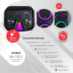 Torre de Sonido Portatil Aiwa AW-T3012 16000W PMPO Negro