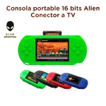 Consola portable 16 bits Alien con conector a TV para todas las edades