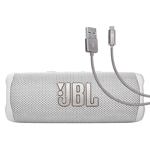 Altavoz Bluetooth JBL Flip 6 blanco con cable Case Logic de 6 pies