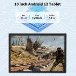 Tablet Relndoo Android 12 de 10 pulgadas, 8 GB de RAM, 128 GB de ROM, 1 TB