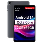 Tablets y Android 14 de 8 pulgadas, 12 GB de RAM, 64 GB de ROM, 2 TB, gris