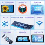 Tablet JUEDUR 2025 Android 14 10 pulgadas 22 GB+128 GB +1 TB Expandir