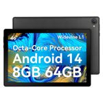 Tablet Eksvefot Android 14 de 10 pulgadas, 8 GB de RAM, 64 GB de ROM 4G, color negro