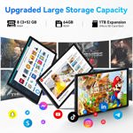 Tablet Eksvefot Android 14 de 10 pulgadas, 8 GB de RAM, 64 GB de ROM 4G, color negro