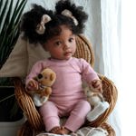 Muñeca Reborn Babeside Daisy, negra, 43 cm, con ropa