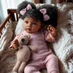 Muñeca Reborn Babeside Daisy, negra, 43 cm, con ropa