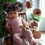 Muñeca Reborn Babeside Daisy, negra, 43 cm, con ropa