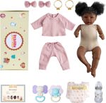 Muñeca Reborn Babeside Daisy, negra, 43 cm, con ropa