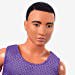 Muñeca de moda Barbie Ken con cabello negro y traje de bloques de color
