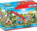 Fiesta en la piscina de Playmobil con piscina, tobogán, sillón y más