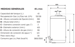 Termotanque Multigas Escorial 45L Conex Superior de Colgar