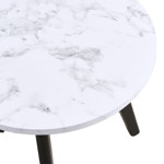 Mesa Baja - Ratona Icon Símil Mármol Patas De Madera 80 Cm. Negro