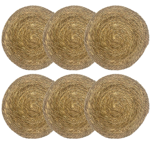 Set x6 Mantel Individual de Mesa Redondo Fibra Seagrass 35 cm