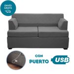 Sillón Smart 2 Cuerpos Living Box ® c/Puerto USB En Caja para armar - GRIS