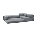 Sillón Cama Sofá 6 Cuerpos 300x200x40 Tela Pana Teddy L By Purple Gris Oscuro 
