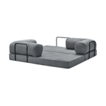 Sillón Cama Sofa Teddy By Purple 3 Cuerpos Tela Pana 100x200x40 Gris Oscuro