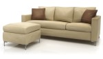 Sillón Esquinero Convertible 3 Cuerpos De Ecocuero Crudo 1.85 MTS