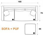 Sillón Esquinero Convertible 3 Cuerpos De Ecocuero Crudo 1.85 MTS